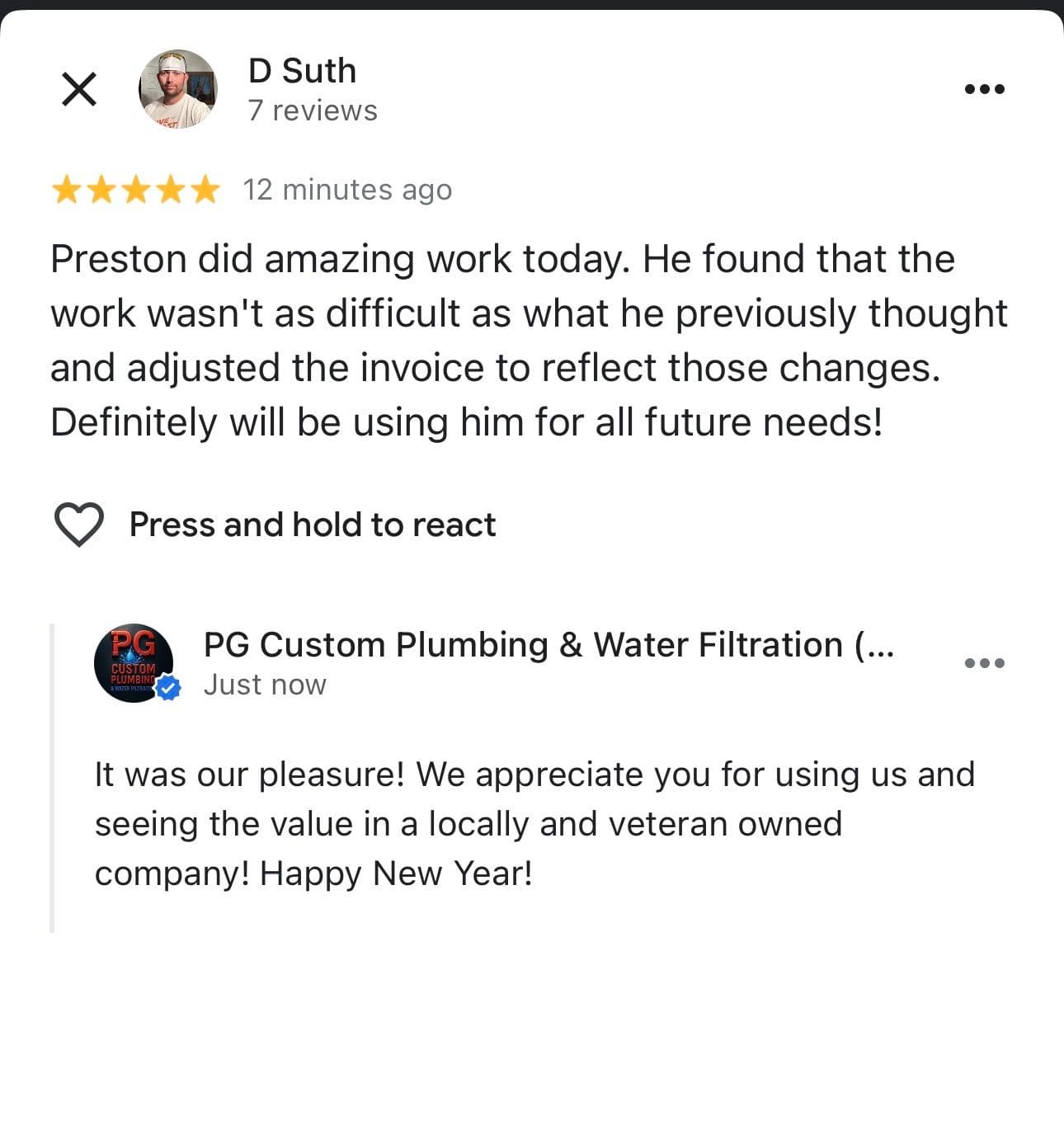 Project Honest Plumbing and Customer Appreciation from PG Custom Plumbing image